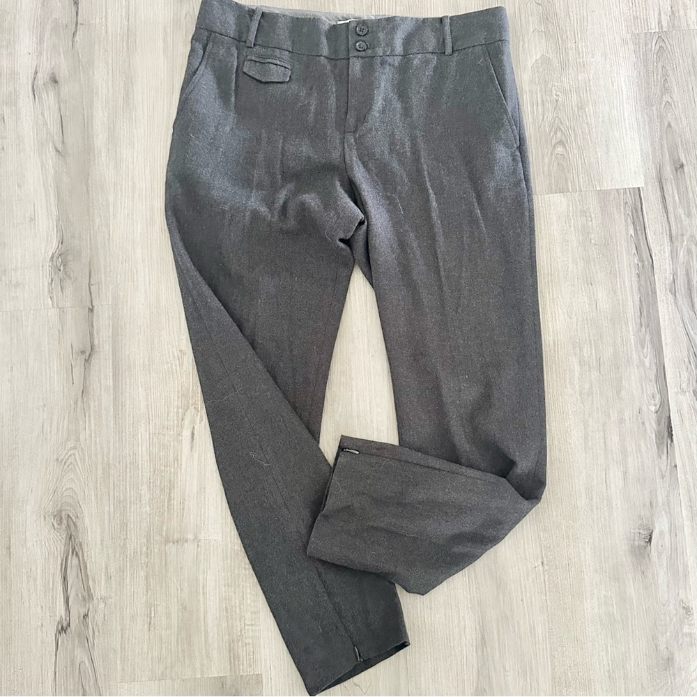 Banana Republic Dark Gray Slim Fit Ankle Zip Brushed Cotton Pants 10